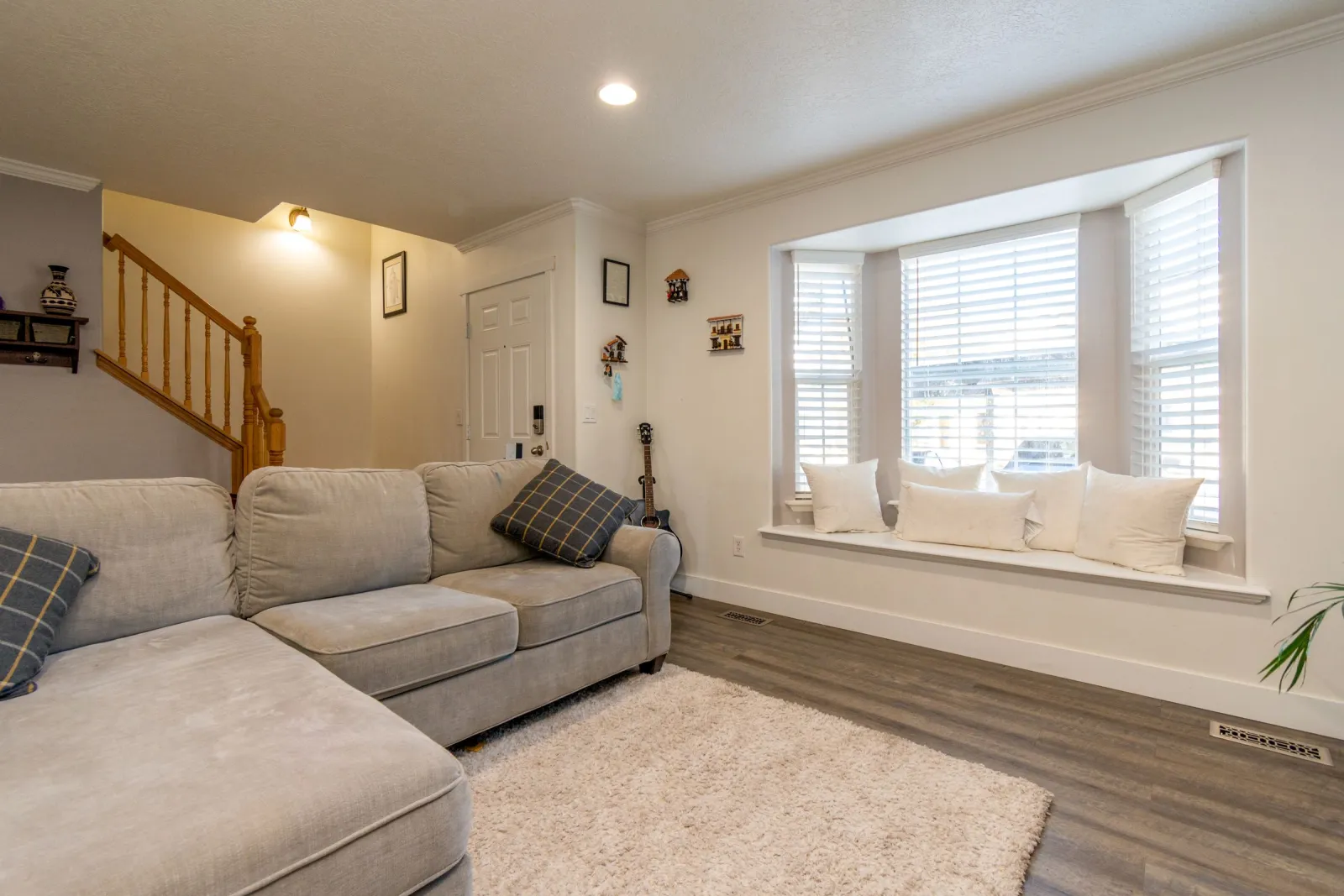 Luxury vinyl plank flooring in an inviting living room